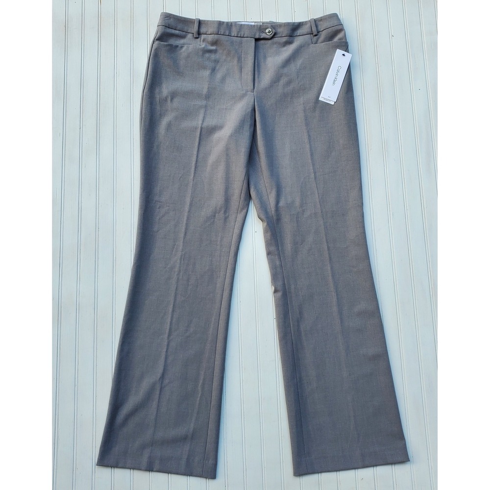 Calvin Klein Modern Fit Gray Dress Pants Womens 12 Stretch Trousers Cropcore NWT